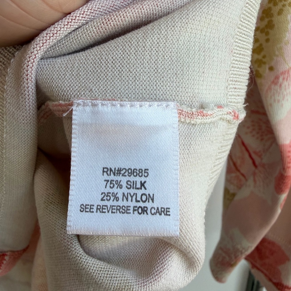 Pendleton Women’s Pink Green Floral Silk Blend Cardigan Size Large - Picture 7 of 10